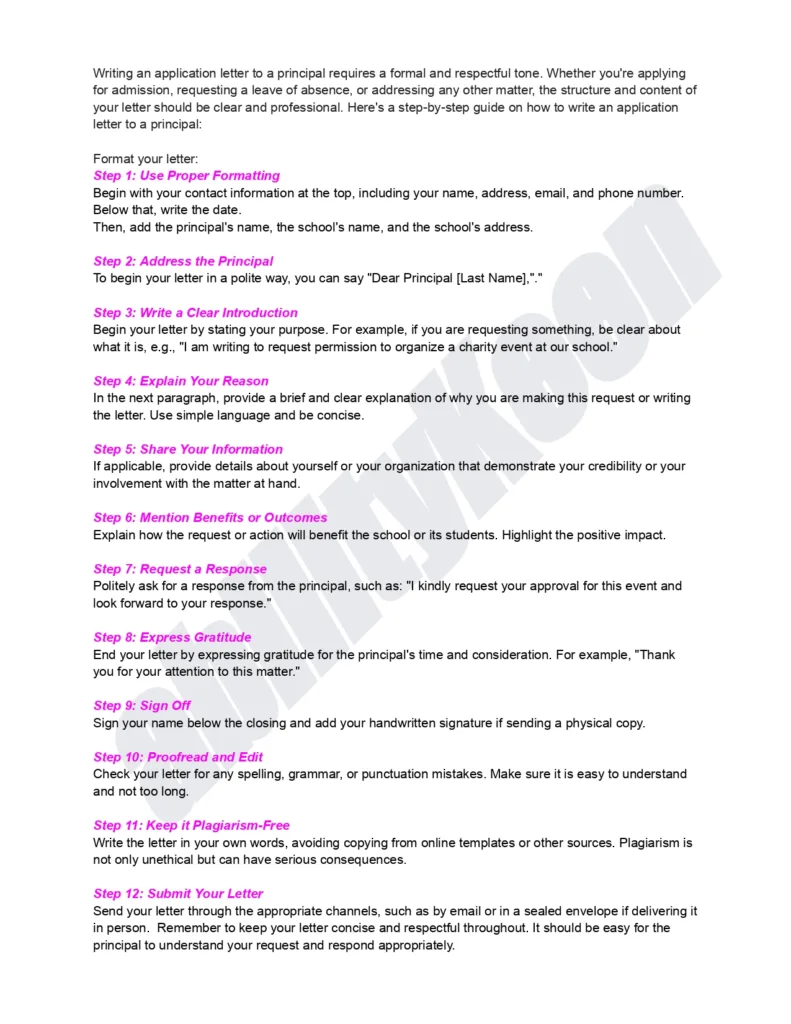 How To Write Application Letter To Principal AbilityKeen