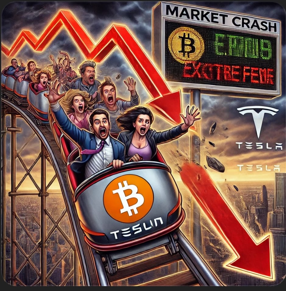 "Bitcoin Slips Below $77K as Market Fear Grows; Tesla and Stocks Plunge"