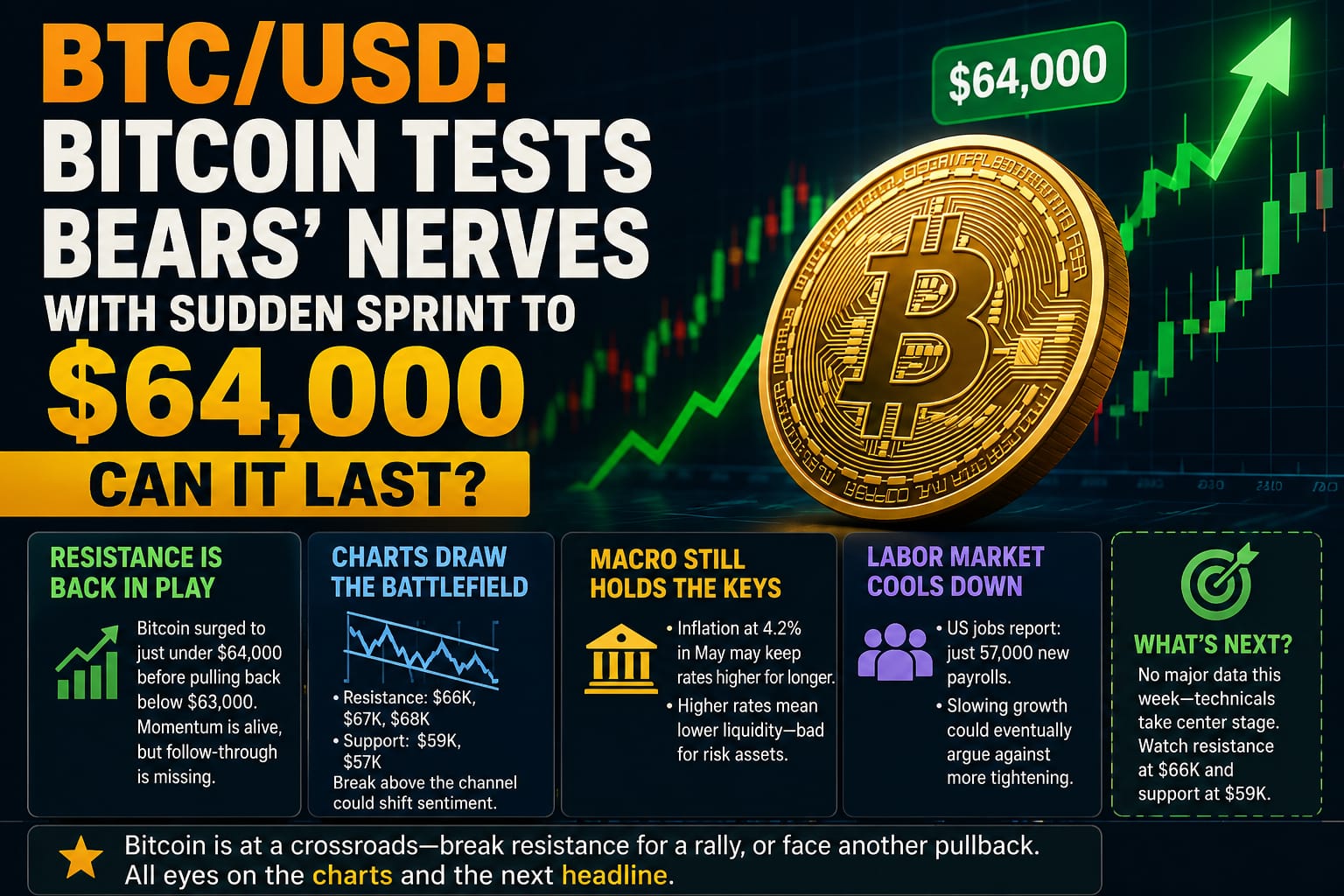 Bitcoin Price Prediction: BTC Tests $64K as Bulls Eye Higher Levels